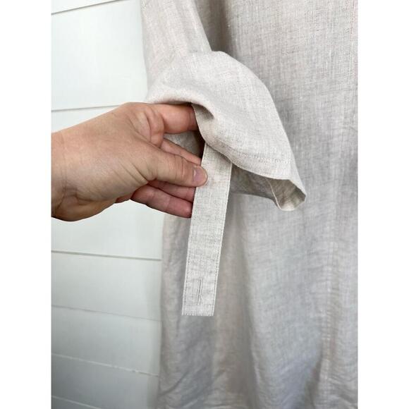 Ali Miles Cowl Neck 3/4 Sleeve Linen Top Oversized with Pockets Beige Size M - Picture 8 of 13